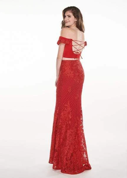 Rachel Allan - 6407 Embroidered Two Piece Off-Shoulder Trumpet Dress 10 Rachel Allan - 6407 Embroidered Two Piece Off-Shoulder Trumpet Dress