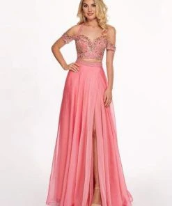 Rachel Allan - 6411 Beaded Embellished 2-Piece Cold Shoulder Prom Gown