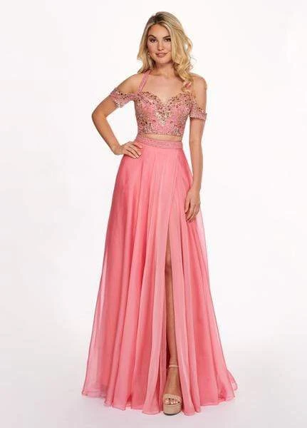 Rachel Allan - 6411 Beaded Embellished 2-Piece Cold Shoulder Prom Gown 3 Rachel Allan - 6411 Beaded Embellished 2-Piece Cold Shoulder Prom Gown