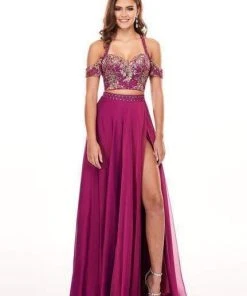 Rachel Allan - 6411 Beaded Embellished 2-Piece Cold Shoulder Prom Gown 13 Rachel Allan - 6411 Beaded Embellished 2-Piece Cold Shoulder Prom Gown