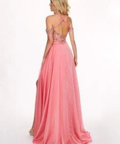 Rachel Allan - 6411 Beaded Embellished 2-Piece Cold Shoulder Prom Gown