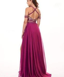 Rachel Allan - 6411 Beaded Embellished 2-Piece Cold Shoulder Prom Gown 14 Rachel Allan - 6411 Beaded Embellished 2-Piece Cold Shoulder Prom Gown