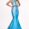 Rachel Allan - 6413 V Neck Beaded Waist Matte Satin Mermaid Gown 1 Rachel Allan - 6413 V Neck Beaded Waist Matte Satin Mermaid Gown