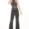 Plus Size Dresses Rachel Allan - 6415 Crystal Beaded Halter Jumpsuit