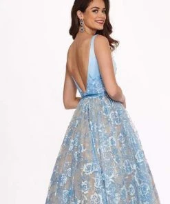 Rachel Allan - 6431 Sleeveless V Neck Floral Lace A-Line Prom Gown 7 Rachel Allan - 6431 Sleeveless V Neck Floral Lace A-Line Prom Gown