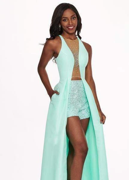 Rachel Allan - 6435 Plunging Illusion Gown With Beaded Shorts Formal Gowns 5 Rachel Allan - 6435 Plunging Illusion Gown With Beaded Shorts Formal Gowns