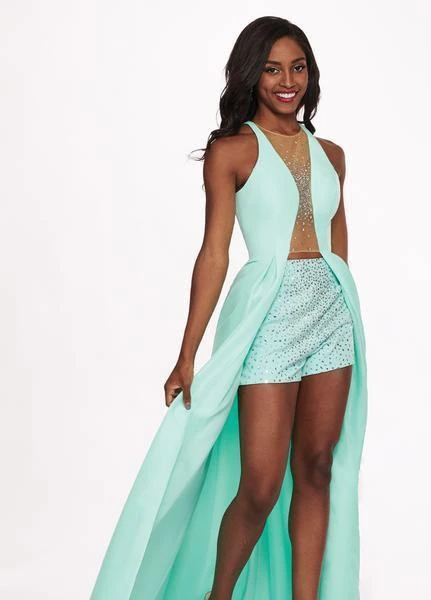 Rachel Allan - 6435 Plunging Illusion Gown With Beaded Shorts Formal Gowns 7 Rachel Allan - 6435 Plunging Illusion Gown With Beaded Shorts Formal Gowns