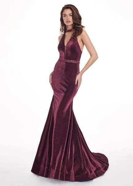 Rachel Allan - 6436 Beaded High Halter Metallic Jersey Mermaid Dress 4 Rachel Allan - 6436 Beaded High Halter Metallic Jersey Mermaid Dress