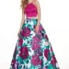 Formal Gowns Rachel Allan - 6438 Two Piece Floral Halter A-Line Gown 2 Formal Gowns Rachel Allan - 6438 Two Piece Floral Halter A-Line Gown