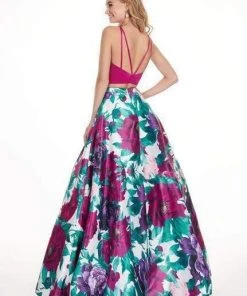 Formal Gowns Rachel Allan - 6438 Two Piece Floral Halter A-Line Gown 7 Formal Gowns Rachel Allan - 6438 Two Piece Floral Halter A-Line Gown