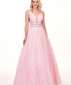 Rachel Allan - 6443 Sequined Embroidered Lace A-Line Gown