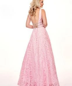 Rachel Allan - 6443 Sequined Embroidered Lace A-Line Gown