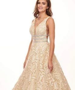 Rachel Allan - 6443 Sequined Embroidered Lace A-Line Gown