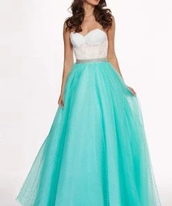 Rachel Allan - 6471 Two Tone Lace Sweetheart Swiss Dot Crepe Ballgown