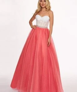 Rachel Allan - 6471 Two Tone Lace Sweetheart Swiss Dot Crepe Ballgown
