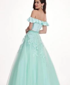 Rachel Allan - 6484 Two-Piece Asymmetrical Embroidered Ballgown