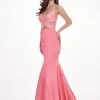 Rachel Allan - 6498 Shirred Midriff Cutout Overskirt Gown Formal Gowns