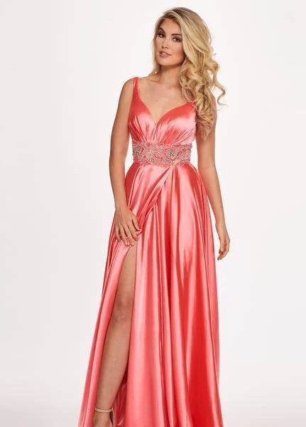 Rachel Allan - 6510 Beaded V-neck Stretch Satin A-line Dress Formal Gowns 3 Rachel Allan - 6510 Beaded V-neck Stretch Satin A-line Dress Formal Gowns