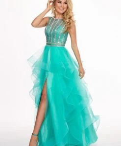 Formal Gowns Rachel Allan - 6512 Beaded Ruffle Tulle Ruffle High-Low Prom Dress 12 Formal Gowns Rachel Allan - 6512 Beaded Ruffle Tulle Ruffle High-Low Prom Dress