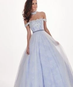 Rachel Allan - 6516 Lace Accent Choker Off Shoulder Ballgown Formal Gowns