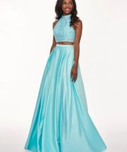 Rachel Allan - 6542 Two Piece Embroidered Matte Satin Ballgown Formal Gowns