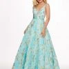 Formal Gowns Rachel Allan - 6564 Plunging V-Neck Printed Brocade Gown 2 Formal Gowns Rachel Allan - 6564 Plunging V-Neck Printed Brocade Gown