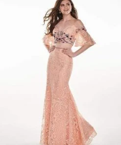 Formal Gowns Rachel Allan - 6571 Two Piece Off-Shoulder Lace Dress