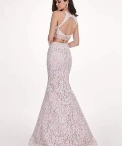 Rachel Allan - 6578 Two-Piece Floral Beaded Lace Mermaid Gown Formal Gowns