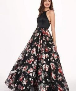 Rachel Allan - 6581 Floral Printed Halter Ballgown Formal Gowns