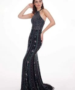 Rachel Allan - 6625 Beaded Strappy Open Back Evening Dress Formal Gowns