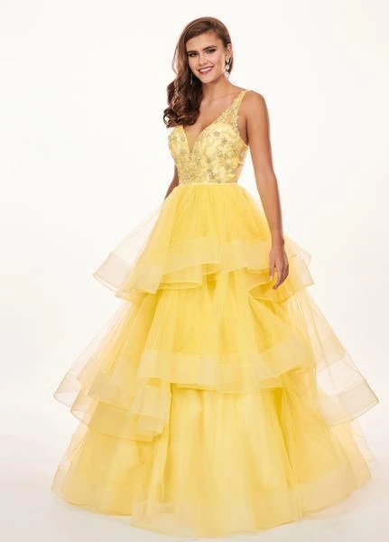 Rachel Allan - 6642 Sleeveless V Neck Beaded Tiered Ballgown 4 Rachel Allan - 6642 Sleeveless V Neck Beaded Tiered Ballgown