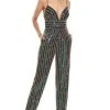 Rachel Allan - Beaded Formal Jumpsuit 7028 - 1 Pc Navy Gold Multi In Size 00 Available