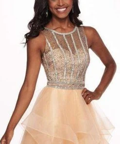 Rachel Allan - Beaded Ruffle Tulle Ruffle High-Low Prom Dress 6512 Formal Gowns