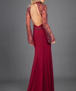 Formal Gowns Rachel Allan Couture - 8266 Long Sleeve Embellished High Neck Gown