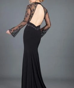 Formal Gowns Rachel Allan Couture - 8266 Long Sleeve Embellished High Neck Gown