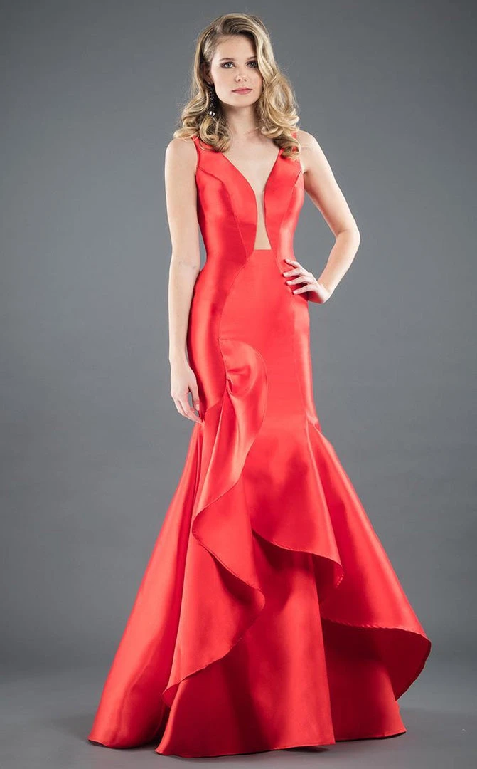 Formal Gowns Rachel Allan Couture - 8286 Plunging V-neck Ruffled Mermaid Dress 3 Formal Gowns Rachel Allan Couture - 8286 Plunging V-neck Ruffled Mermaid Dress