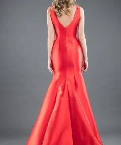 Formal Gowns Rachel Allan Couture - 8286 Plunging V-neck Ruffled Mermaid Dress