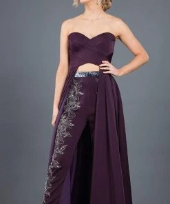 Rachel Allan Couture - 8289 Ruched Sweetheart Embellished Jumpsuit Formal Gowns