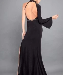 Rachel Allan Couture - 8313 Fitted High Neck One Shoulder Strap Dress