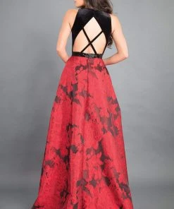 Rachel Allan Couture - 8340 Plunging A-Line Evening Gown With Slit 5 Rachel Allan Couture - 8340 Plunging A-Line Evening Gown With Slit