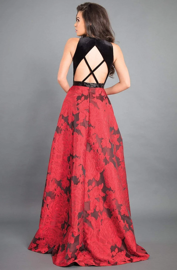 Rachel Allan Couture - 8340 Plunging A-Line Evening Gown With Slit 4 Rachel Allan Couture - 8340 Plunging A-Line Evening Gown With Slit