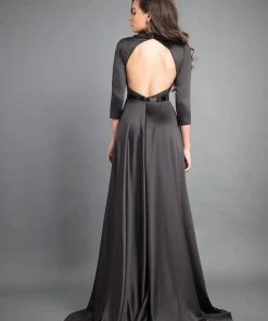 Rachel Allan Couture - 8349 Plunging V-neck Satin Jumpsuit