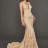 Rachel Allan Couture - 8388 Lace Embroidered Deep V-neck Trumpet Gown Formal Gowns 2 Rachel Allan Couture - 8388 Lace Embroidered Deep V-neck Trumpet Gown Formal Gowns