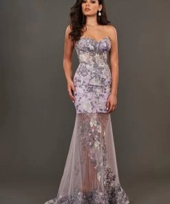 Rachel Allan Couture - 8390 Lace Embroidered Dress With Overskirt Formal Gowns 9 Rachel Allan Couture - 8390 Lace Embroidered Dress With Overskirt Formal Gowns