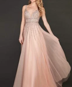 Rachel Allan Couture - 8405 Bead Embellished Plunging Sweetheart Gown