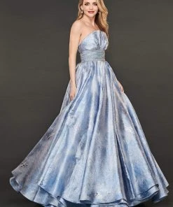 Rachel Allan Couture - 8418 Strapless Metallic Pleated Ballgown