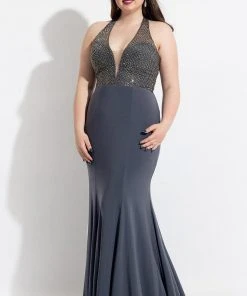 Formal Gowns Rachel Allan Curves - 6326 Beaded Jersey Sheath Dress