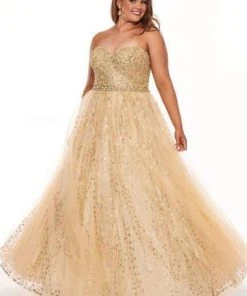 Rachel Allan Curves - 6665 Sequined Strapless Evening Gown Formal Gowns