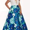 Rachel Allan Curves - 6672 Plunging Off-Shoulder Floral Ballgown