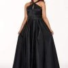 Formal Gowns Rachel Allan Curves - 6674 Brooch Accented Keyhole Cutout A-Line Gown